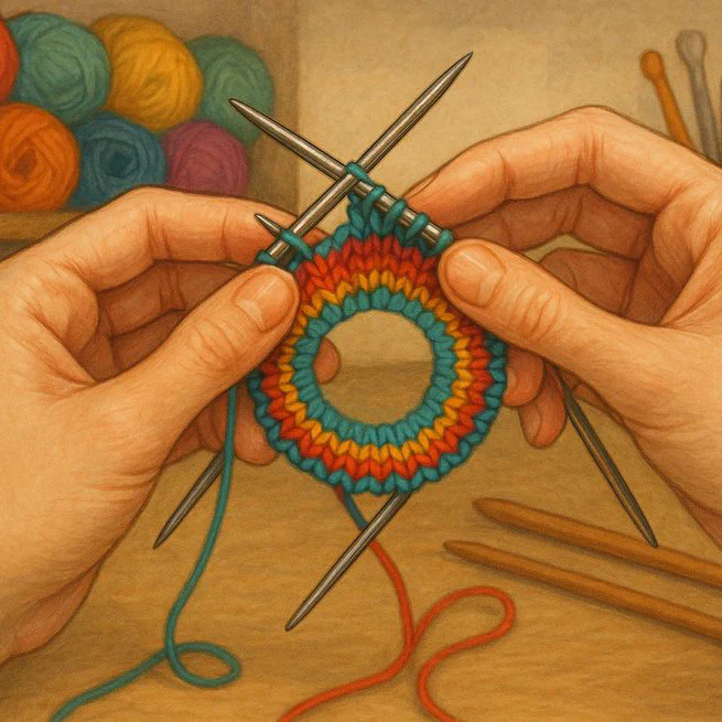 Musselburgh Hat Cast On Using DPNs